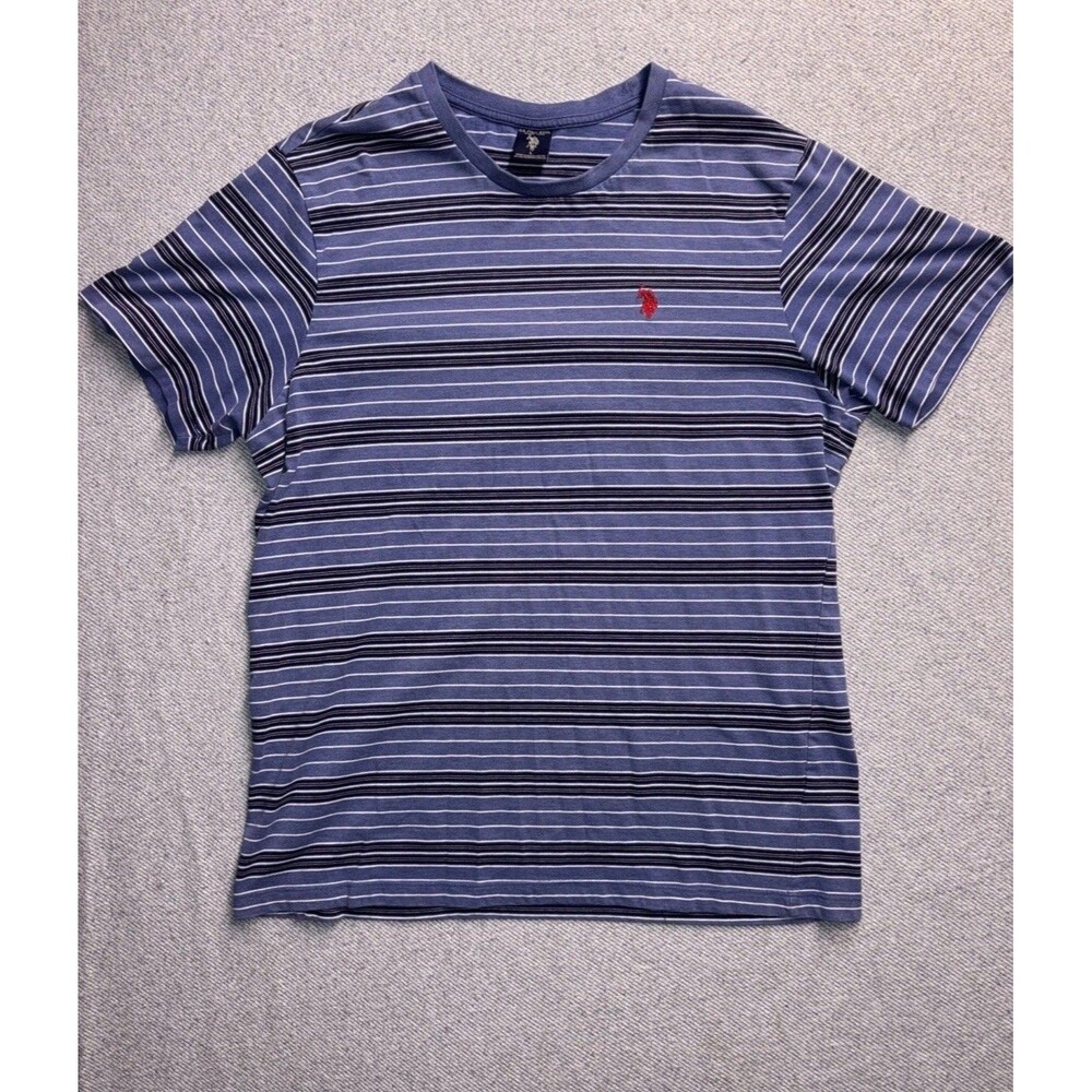 U.S. Polo Assn. Men’s Large T-Shirt - Light Blue With Navy Stripes
